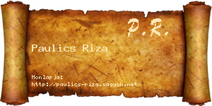 Paulics Riza névjegykártya